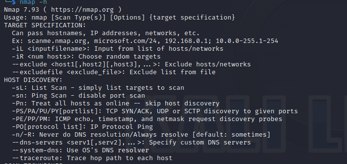 nmap主机探测命令使用参数